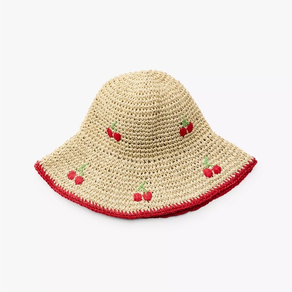 Zara Accessories - NWT Zara Braided Cherry Embroidered Hat